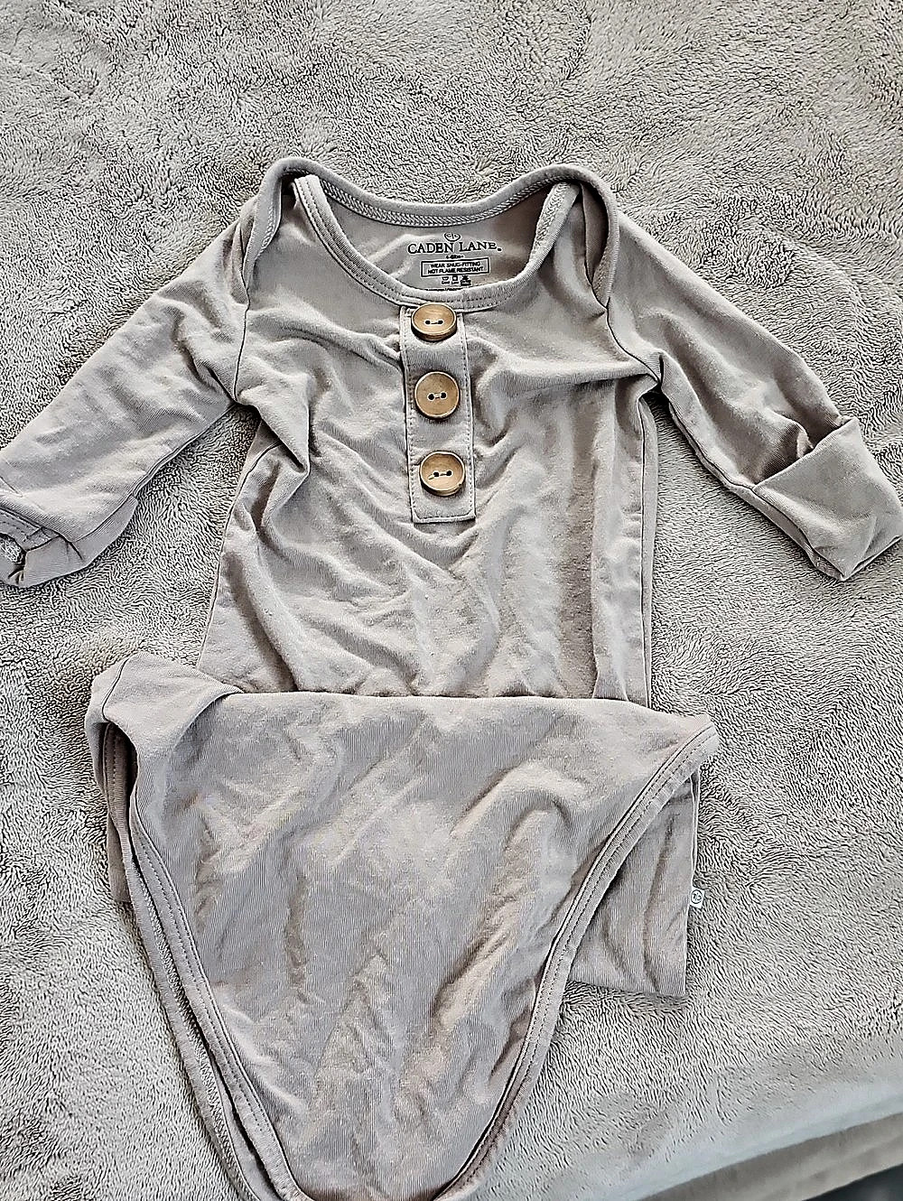 Caden Lane Bamboo Newborn Baby Knot Gown Gray Baby 4-6lbs+